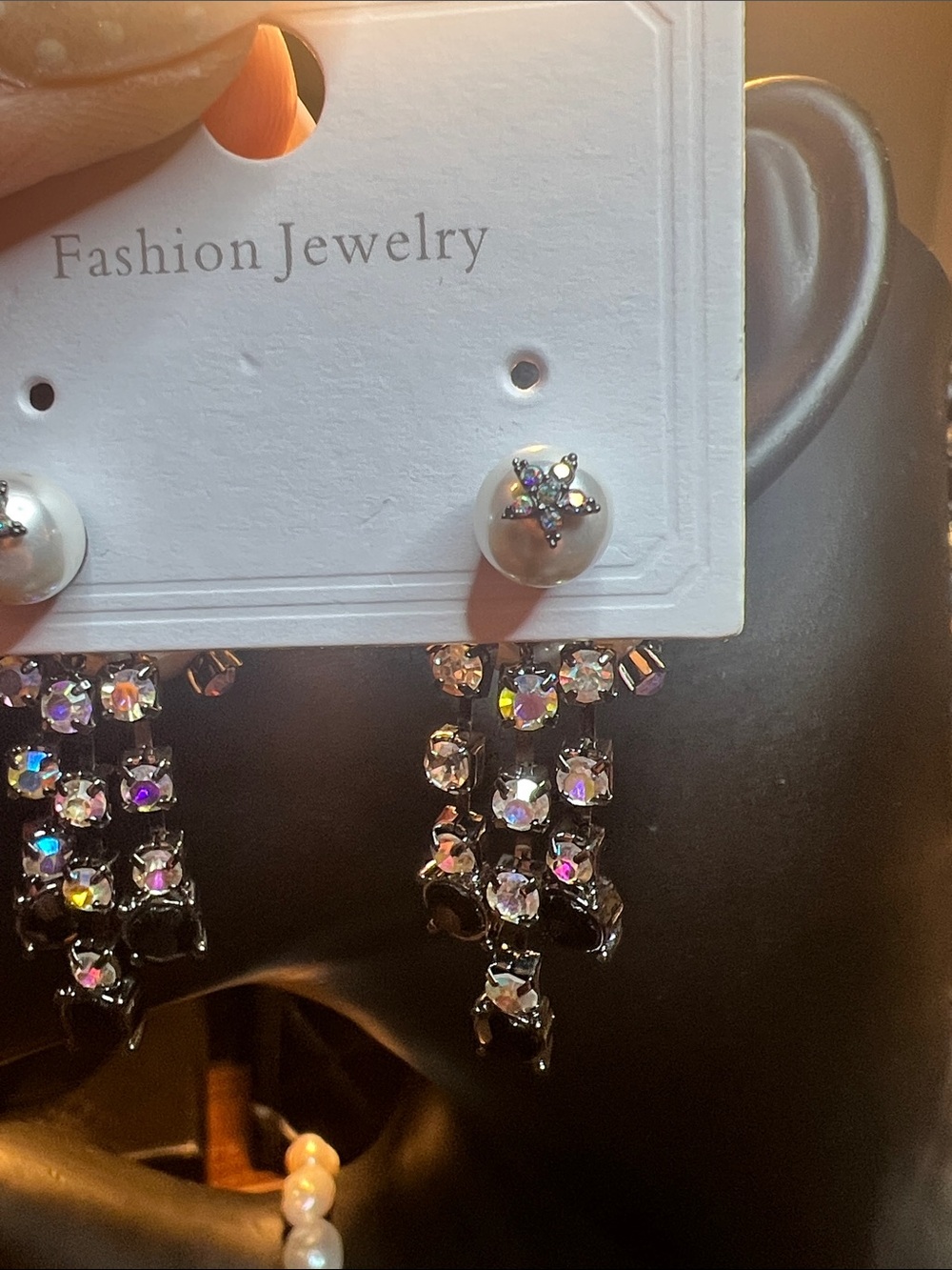 Crystal Drop Dangle Earrings - Iridescent Clear - Fashion Jewelry